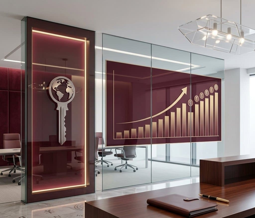 Doobest executive office with branded wall art